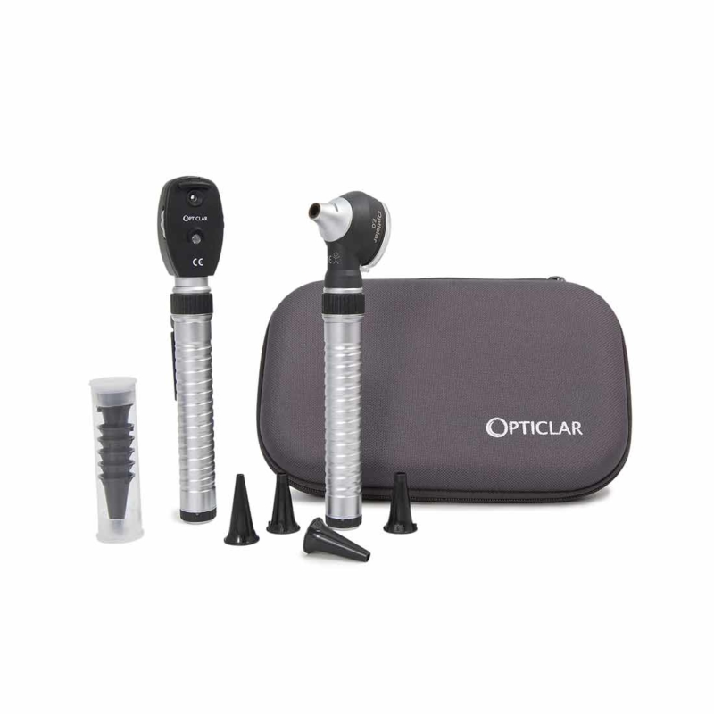 Mini diagnostic set with metal ribbed case