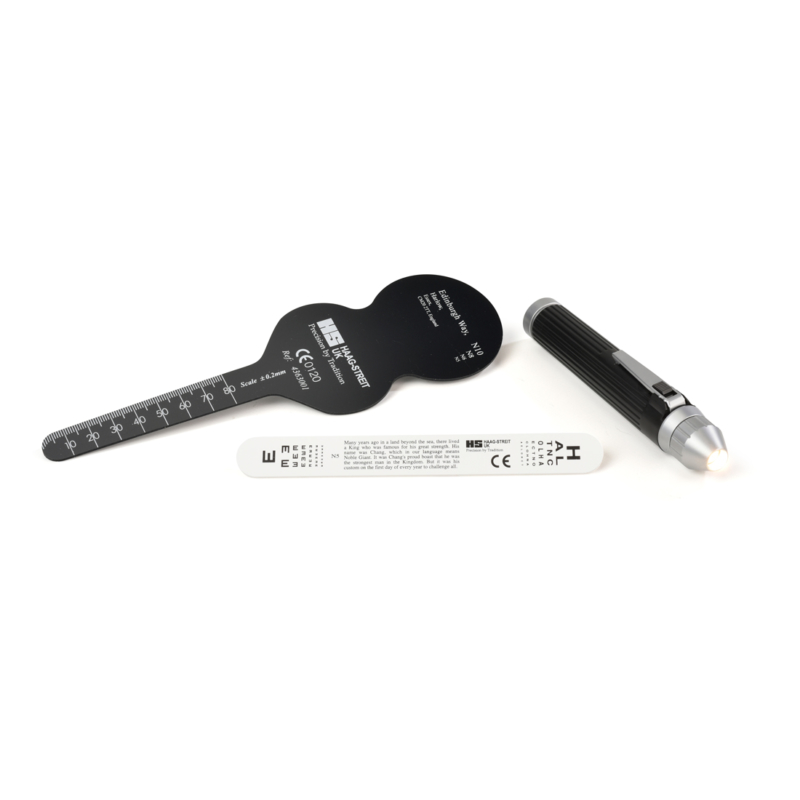 Romanes Occluder, Fixation Bar and Pocket LED pen torch